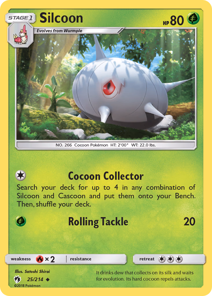 Silcoon Pokemon card (25/214, Lost Thunder)