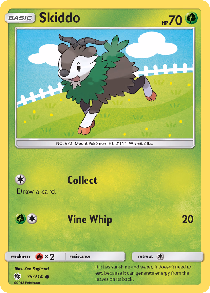 Skiddo Pokemon card (35/214, Lost Thunder)