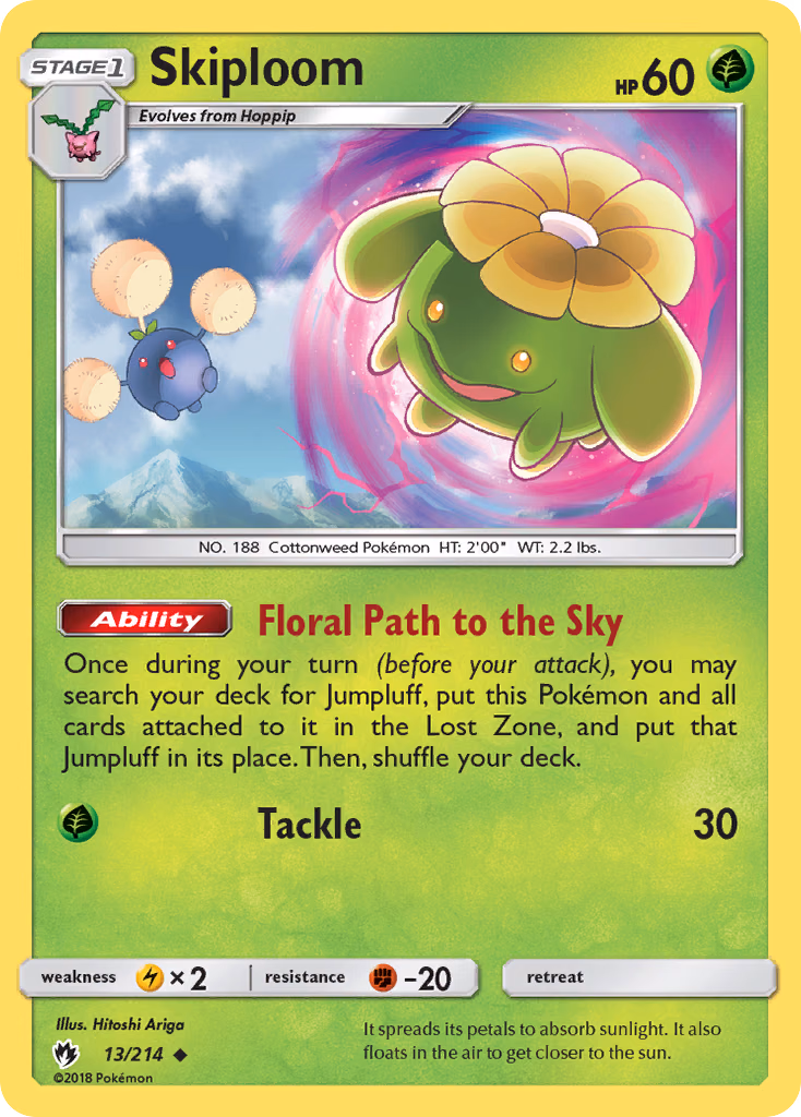 Skiploom Pokemon card (13/214, Lost Thunder)