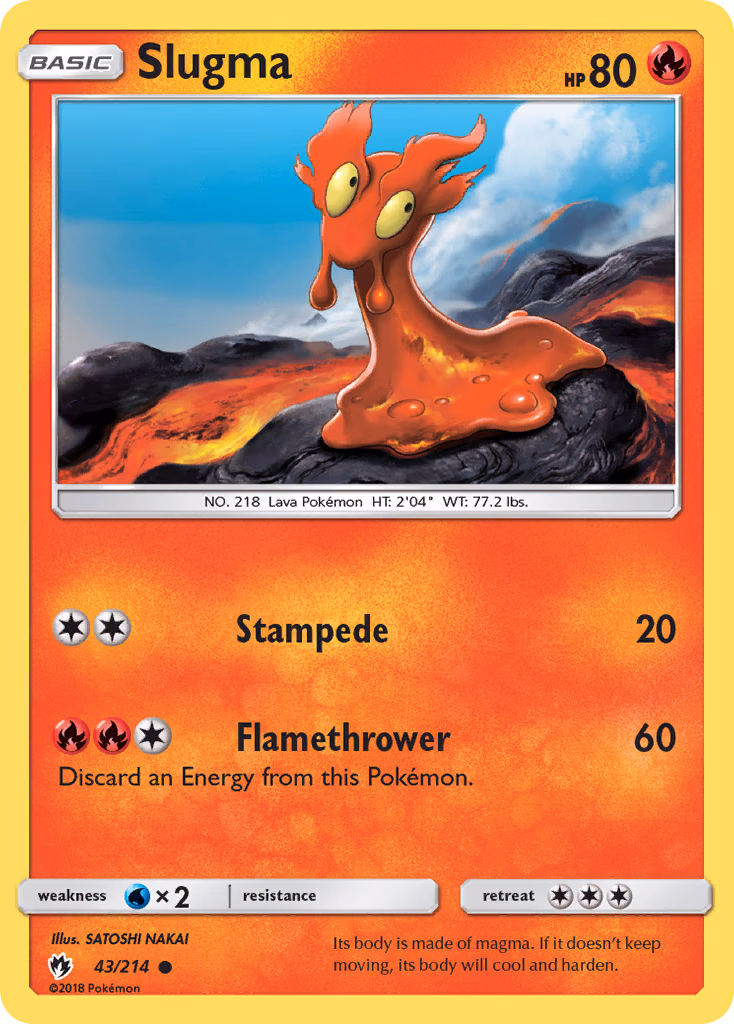 Slugma Pokemon card (43/214, Lost Thunder)