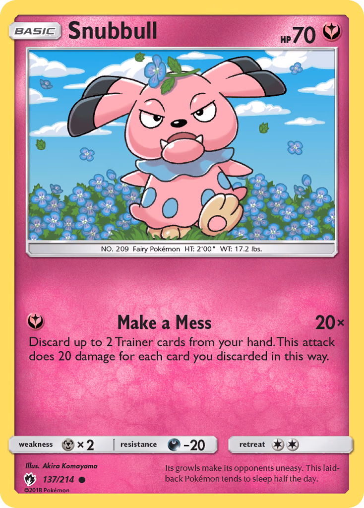 Snubbull Pokemon card (137/214, Lost Thunder)