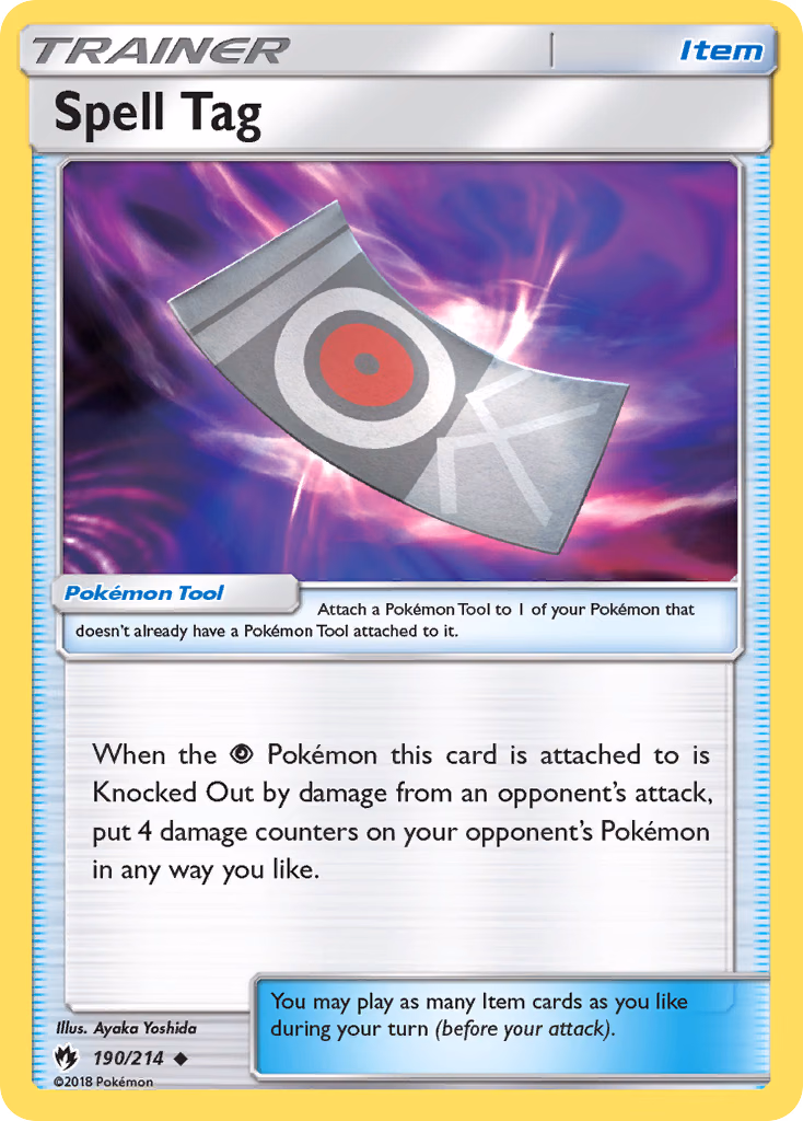 Spell Tag Pokemon card (190/214, Lost Thunder)