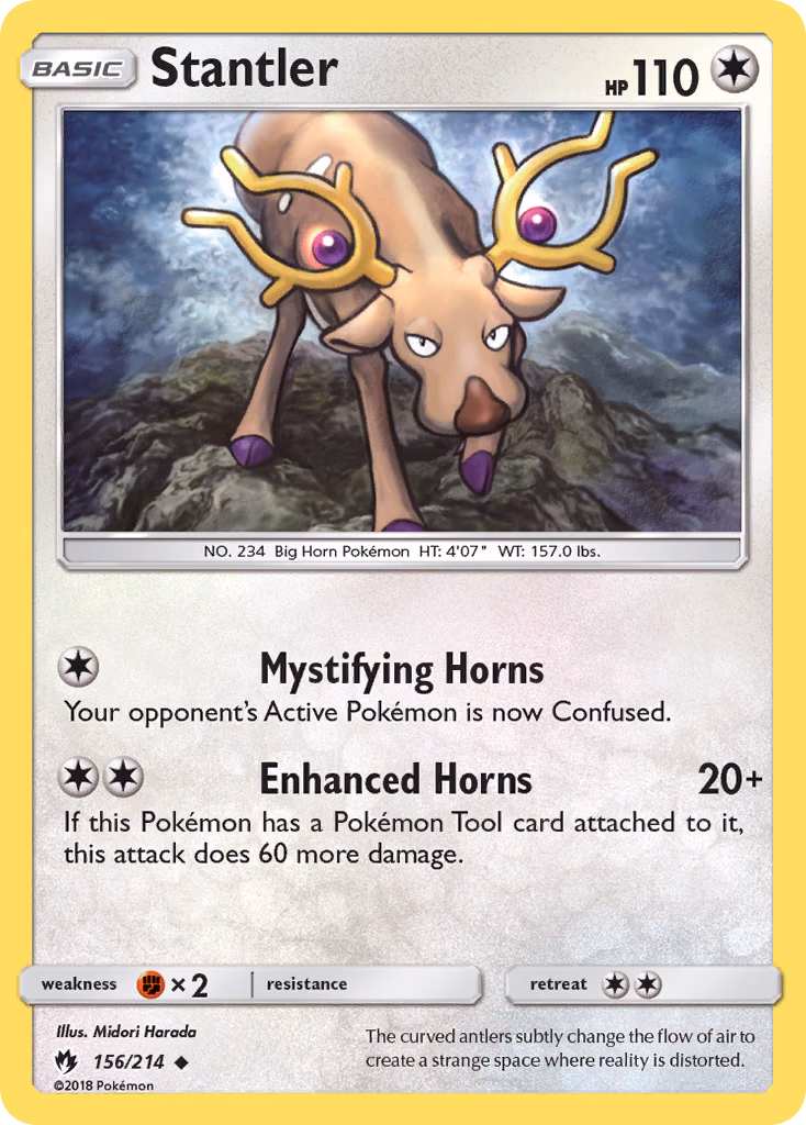 Stantler Pokemon card (156/214, Lost Thunder)