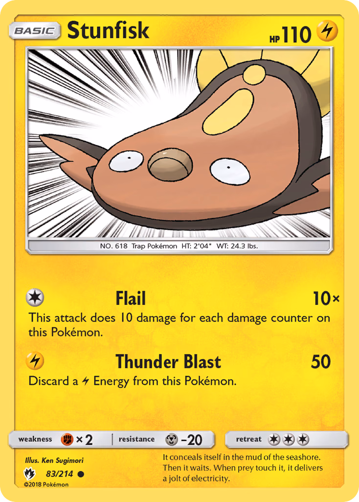 Stunfisk Pokemon card (83/214, Lost Thunder)