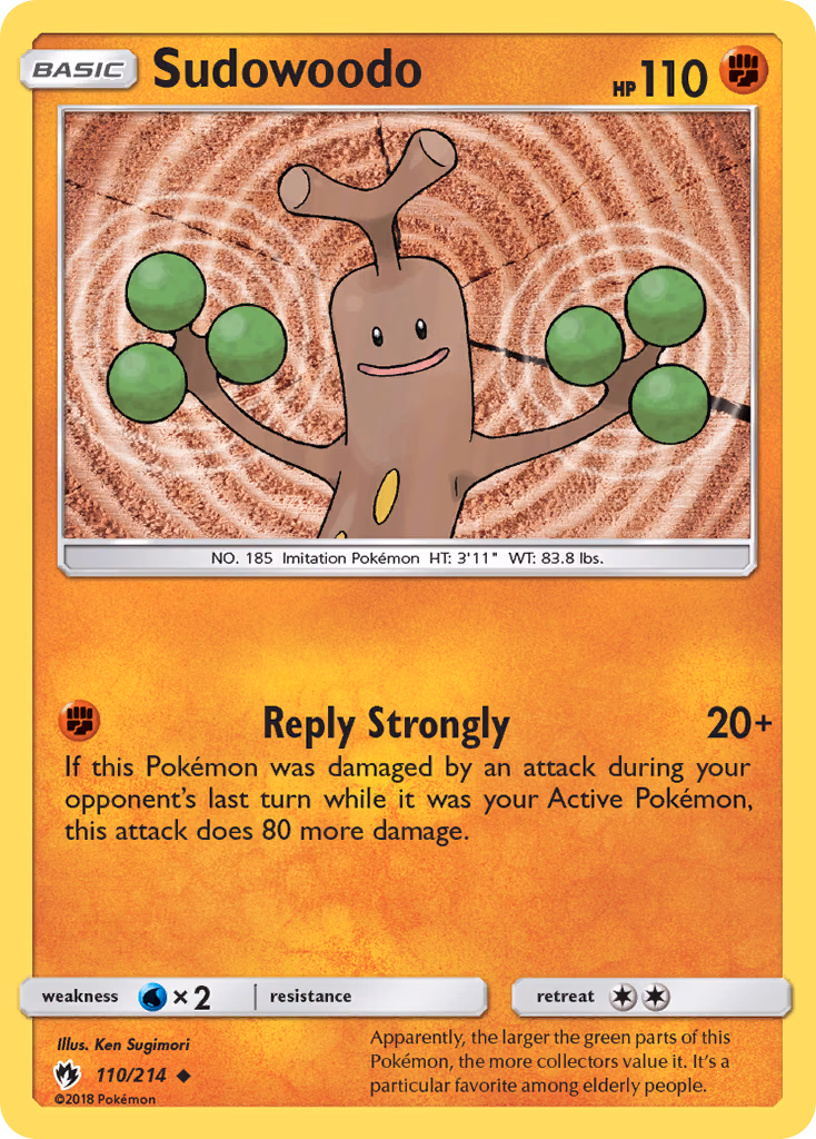 Sudowoodo Pokemon card (110/214, Lost Thunder)