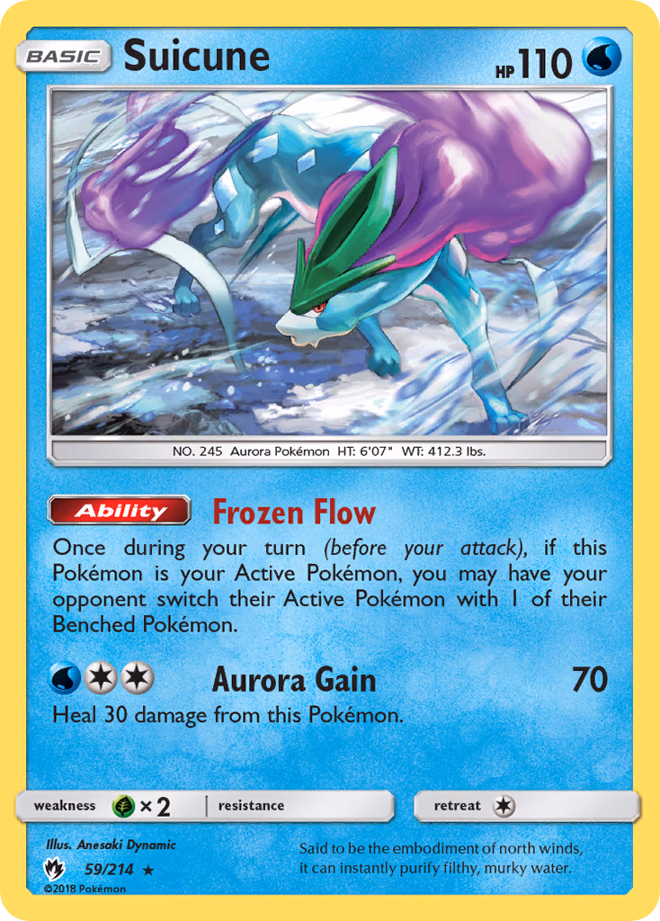 Suicune Pokemon card (59/214, Lost Thunder)