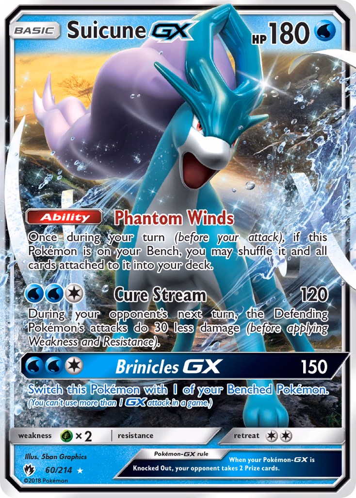 Suicune-GX Pokemon card (60/214, Lost Thunder)