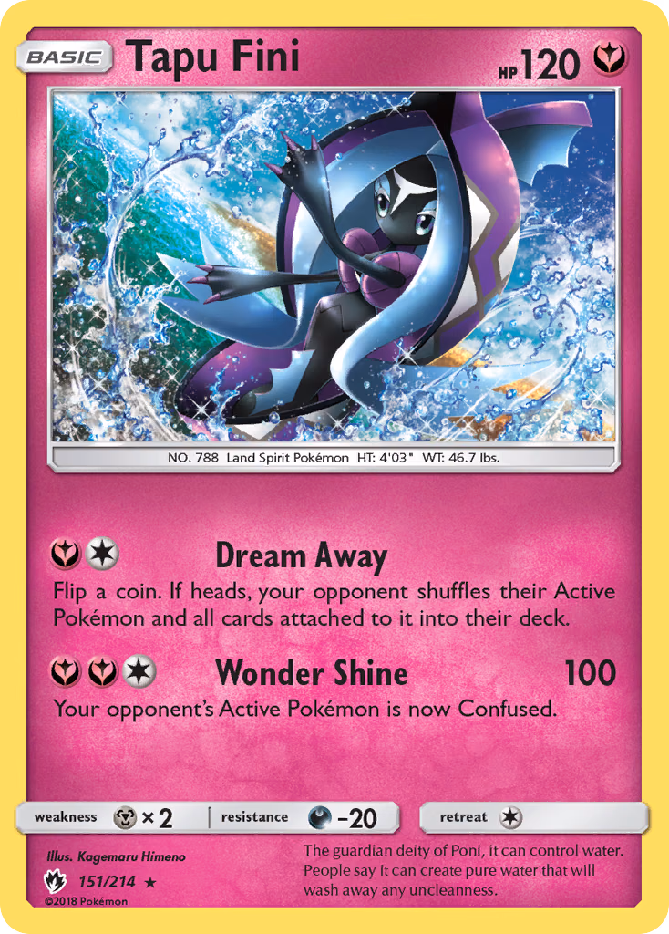 Tapu Fini Pokemon card (151/214, Lost Thunder)