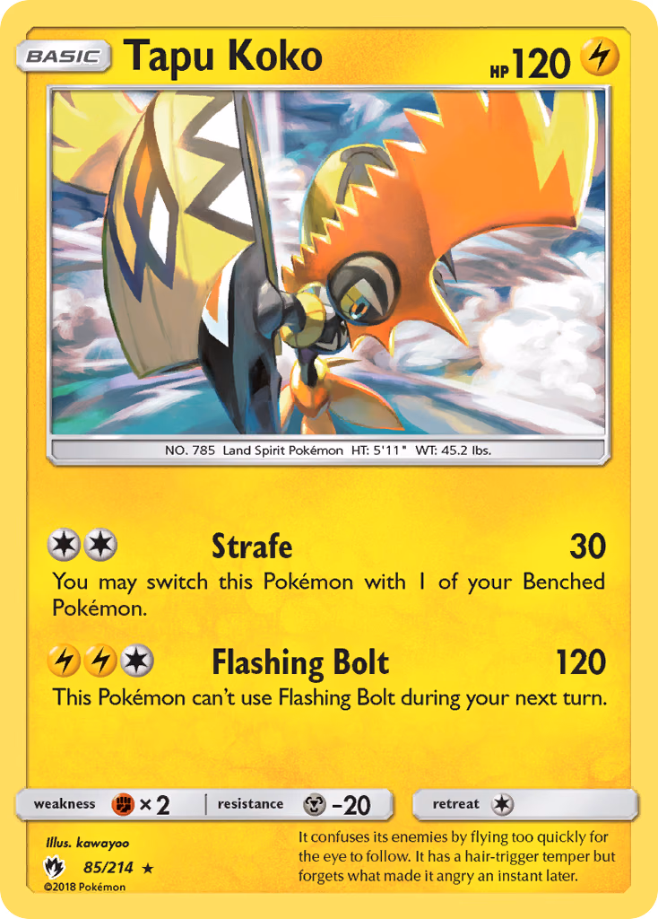 Tapu Koko Pokemon card (85/214, Lost Thunder)