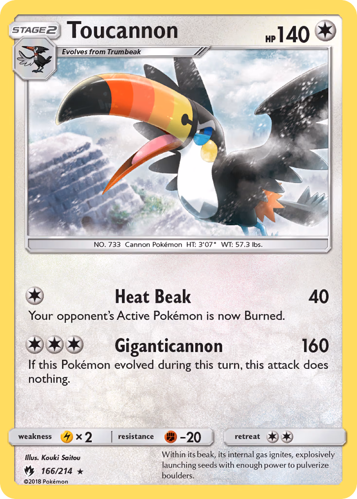 Toucannon Pokemon card (166/214, Lost Thunder)