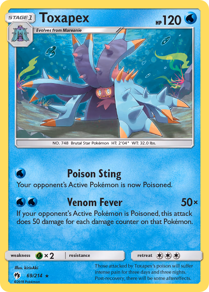 Toxapex Pokemon card (69/214, Lost Thunder)