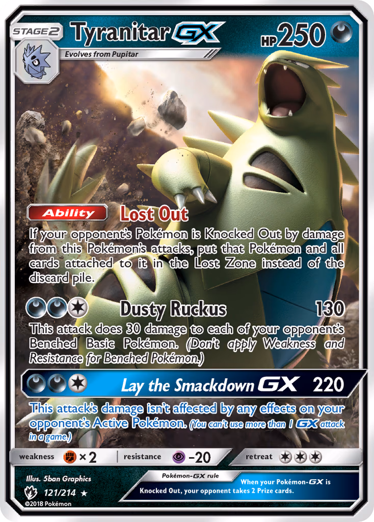 Tyranitar-GX Pokemon card (121/214, Lost Thunder)