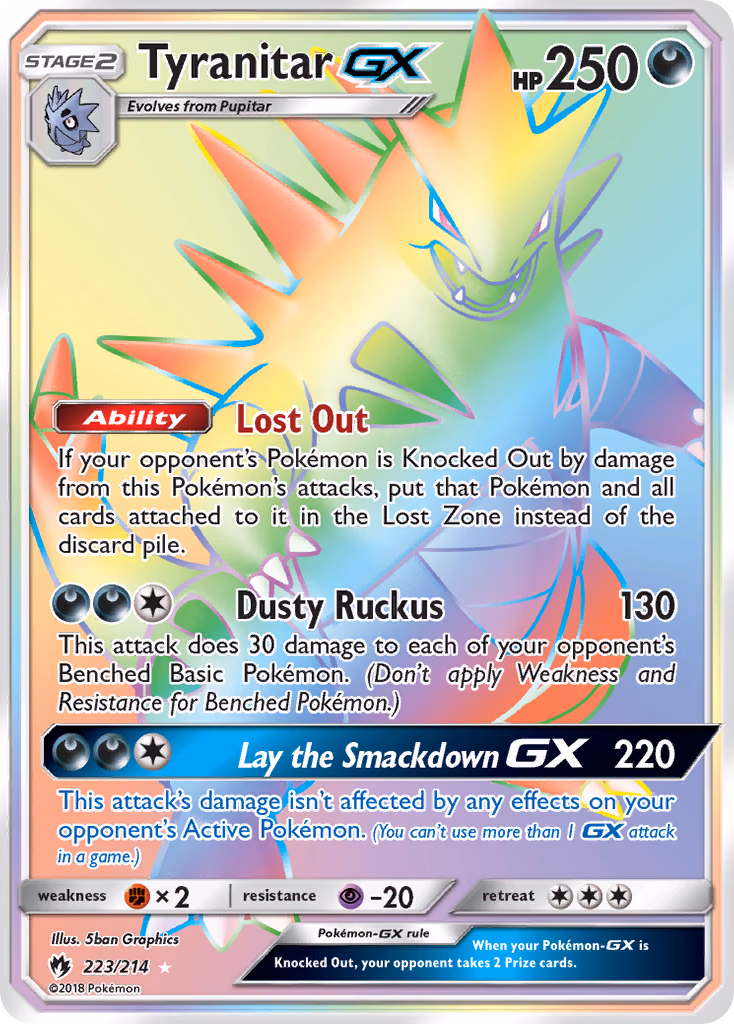 Tyranitar-GX Pokemon card (223/214, Lost Thunder)