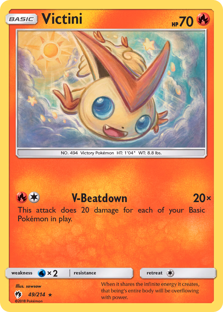 Victini Pokemon card (49/214, Lost Thunder)