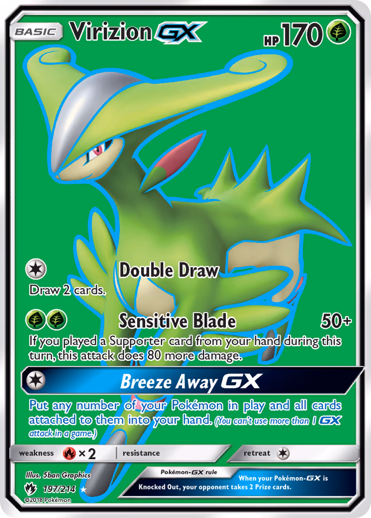 Virizion-GX Pokemon card (197/214, Lost Thunder)
