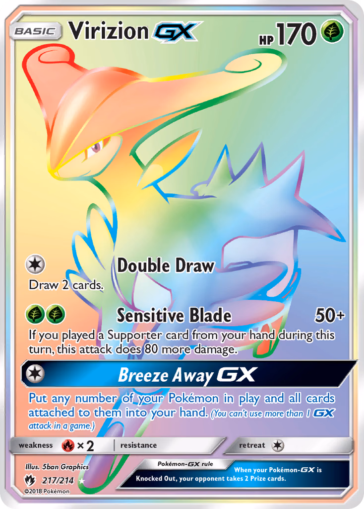 Virizion-GX Pokemon card (217/214, Lost Thunder)