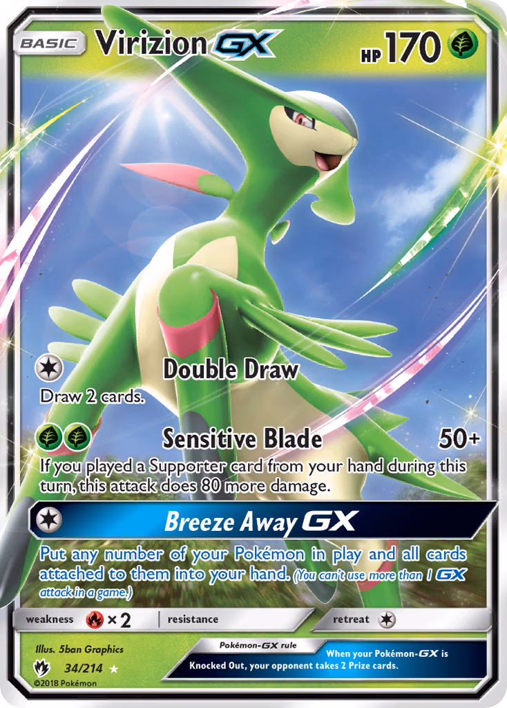 Virizion-GX Pokemon card (34/214, Lost Thunder)
