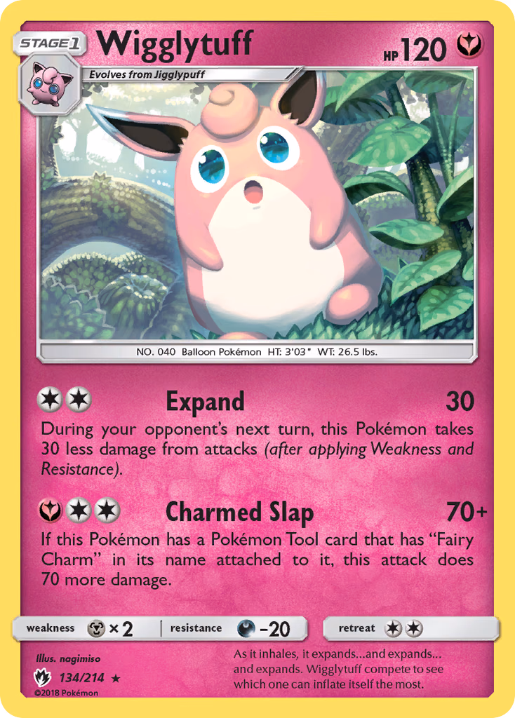 Wigglytuff Pokemon card (134/214, Lost Thunder)