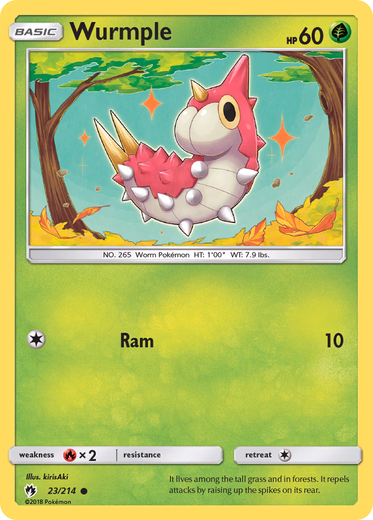 Wurmple Pokemon card (23/214, Lost Thunder)