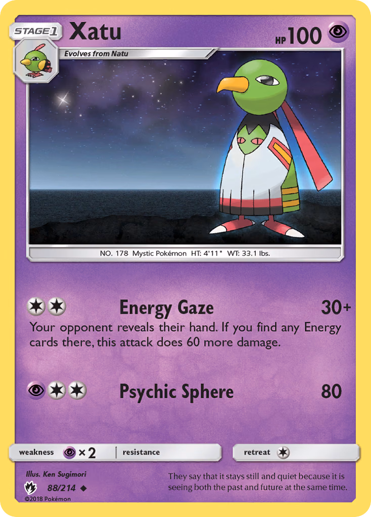 Xatu Pokemon card (88/214, Lost Thunder)