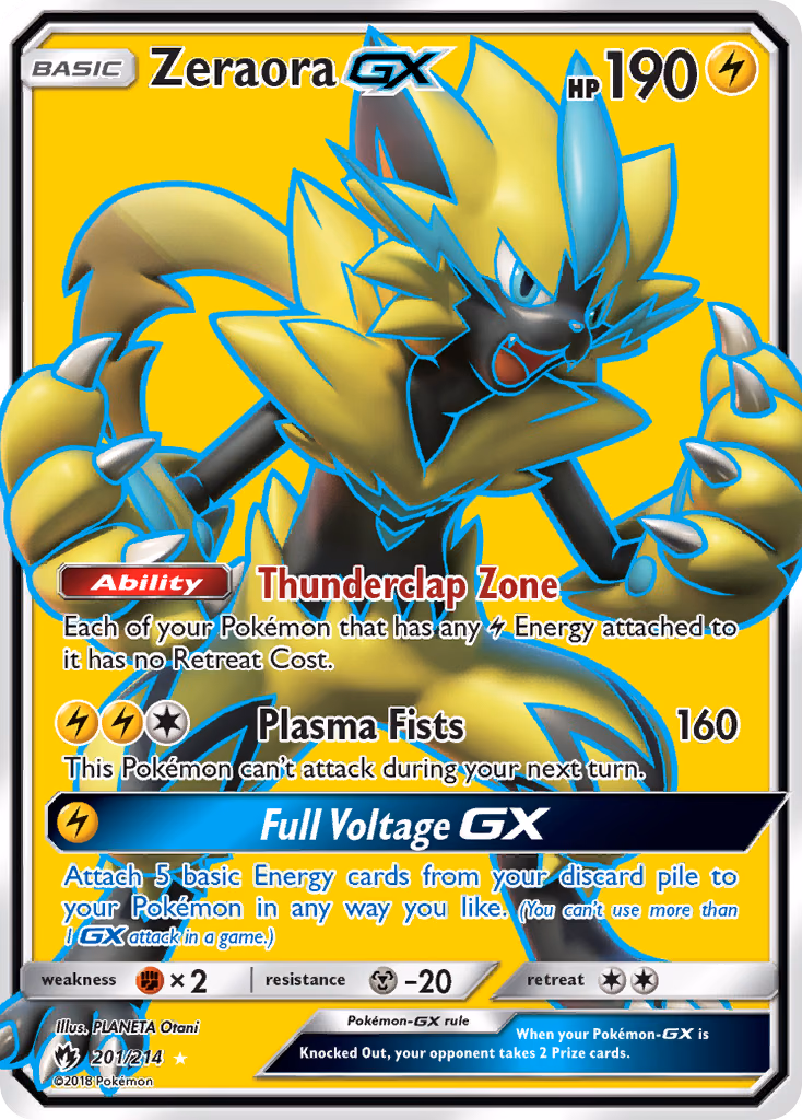 Zeraora-GX Pokemon card (201/214, Lost Thunder)