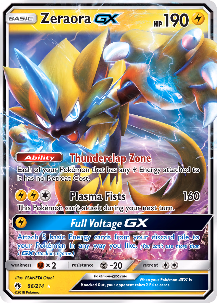 Zeraora-GX Pokemon card (86/214, Lost Thunder)