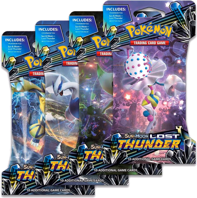 Pokemon Lost Thunder Sleeved Booster Pack Art Bundle [Set of 4]