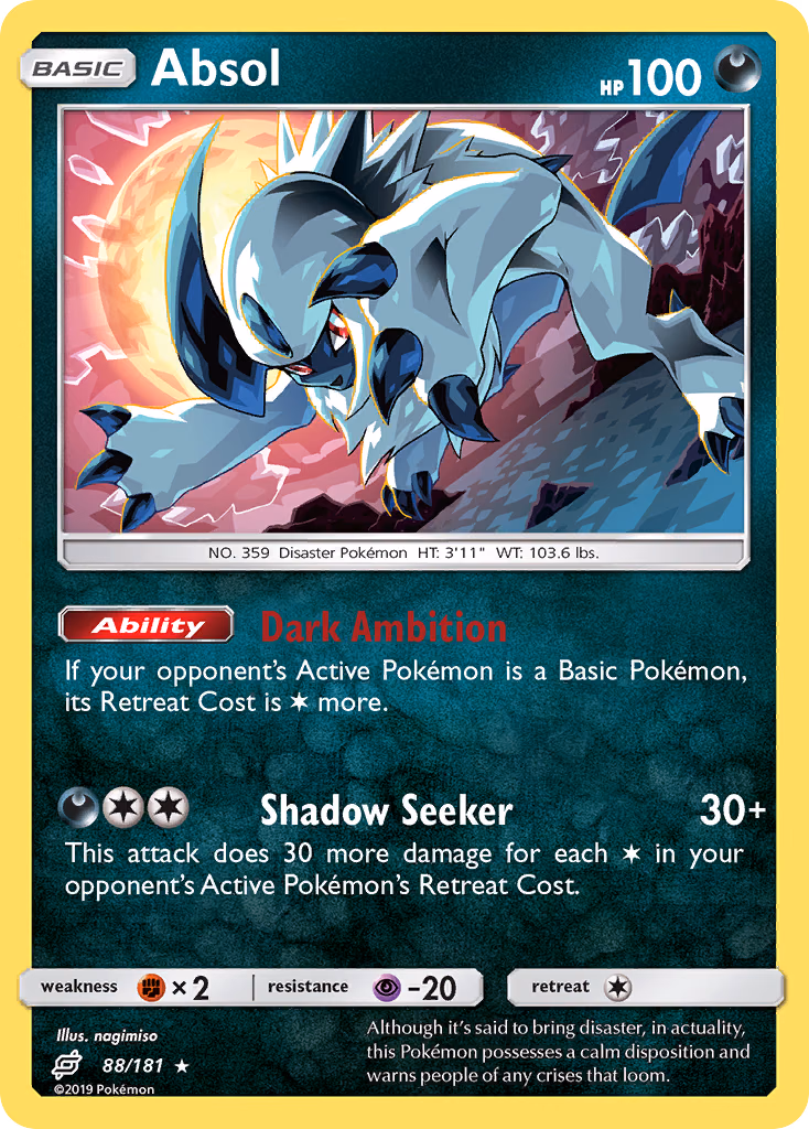 Absol Pokemon card (88/181, Team Up)