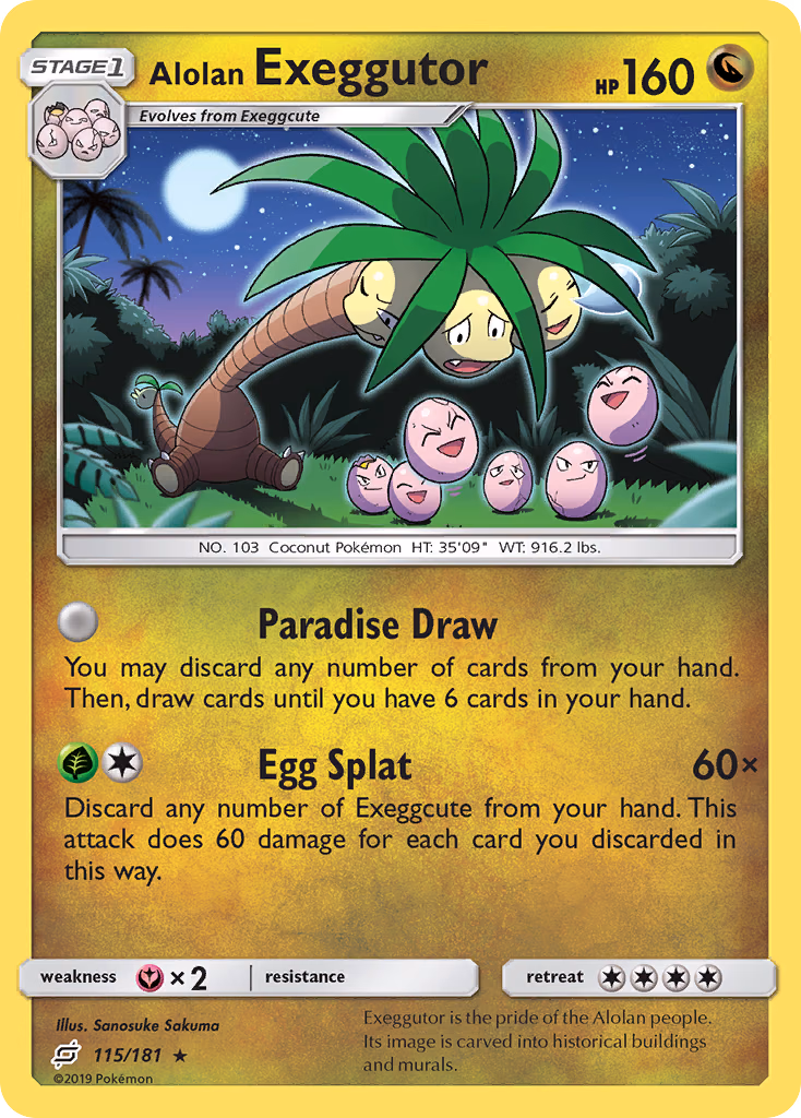 Alolan Exeggutor Pokemon card (115/181, Team Up)