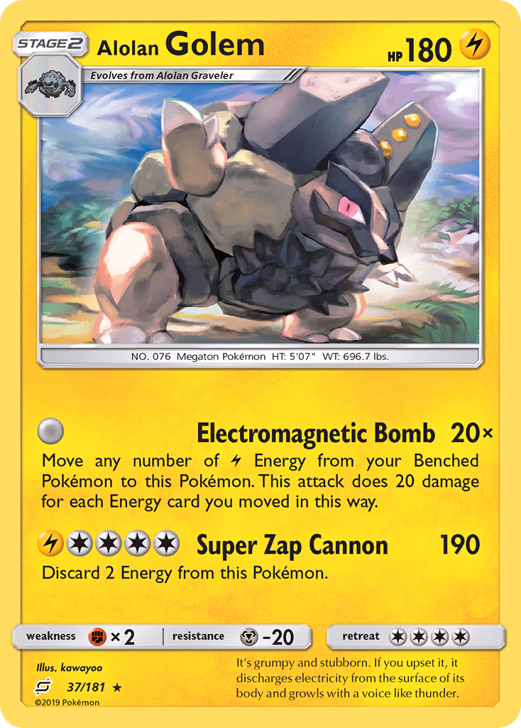 Alolan Golem Pokemon card (37/181, Team Up)