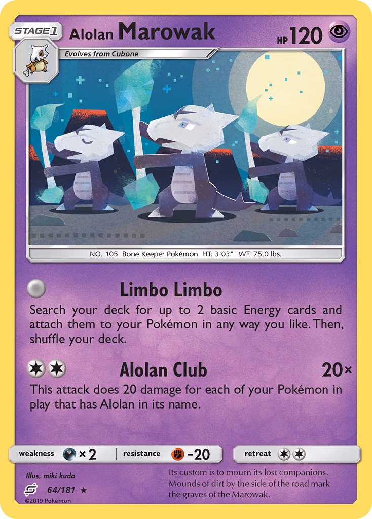 Alolan Marowak Pokemon card (64/181, Team Up)