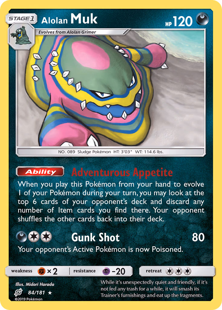 Alolan Muk Pokemon card (84/181, Team Up)