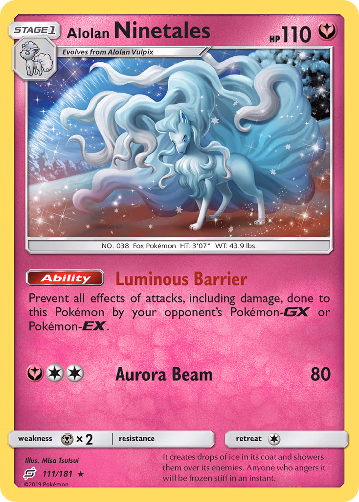 Alolan Ninetales Pokemon card (111/181, Team Up)
