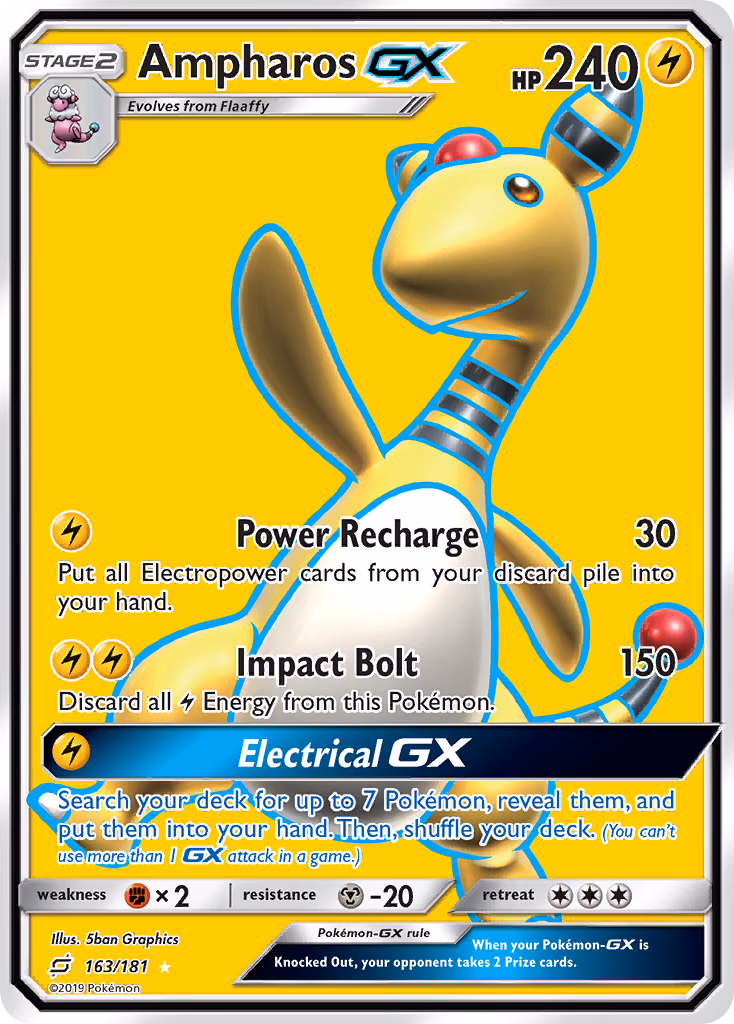 Ampharos-GX Pokemon card (163/181, Team Up)