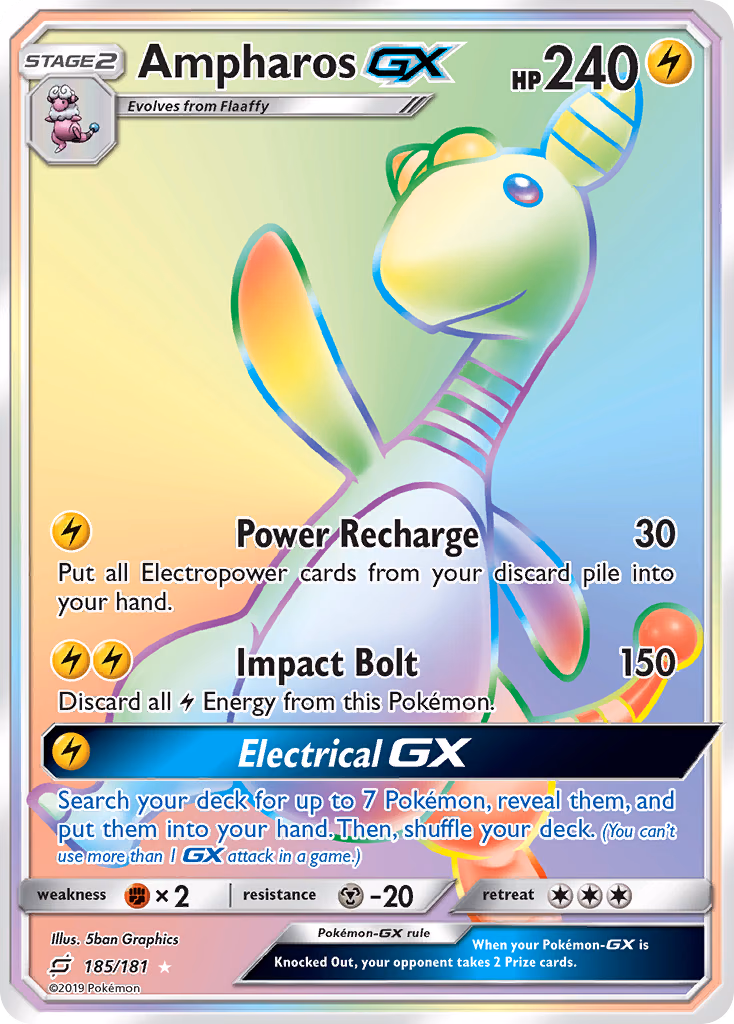 Ampharos-GX Pokemon card (185/181, Team Up)