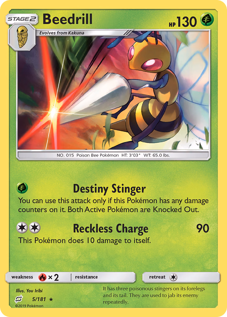 Beedrill Pokemon card (5/181, Team Up)