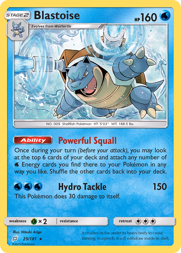 Blastoise Pokemon card (25/181, Team Up)