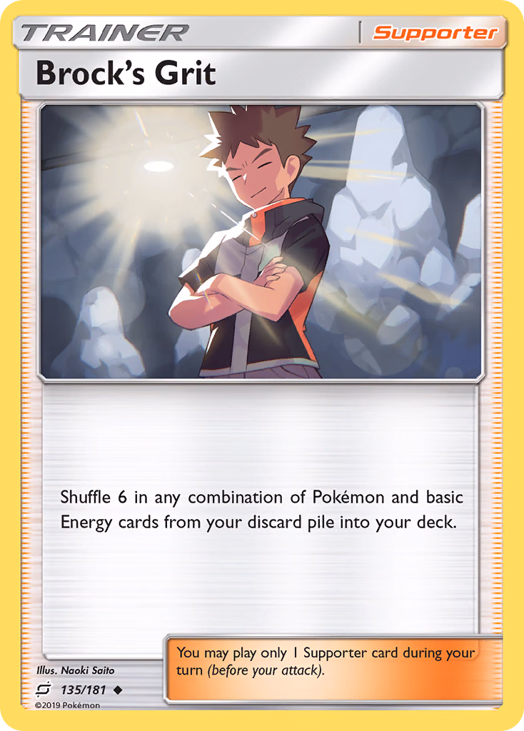 Brock's Grit Pokemon card (135/181, Team Up)