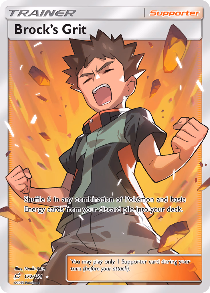 Brock's Grit Pokemon card (172/181, Team Up)