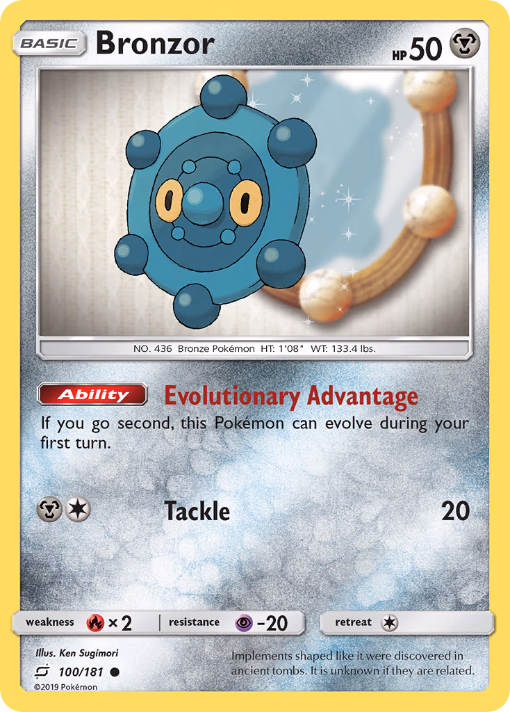Bronzor Pokemon card (100/181, Team Up)