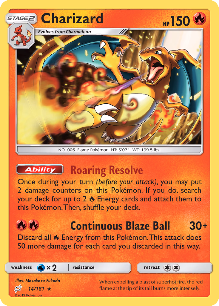 Charizard Pokemon card (14/181, Team Up)