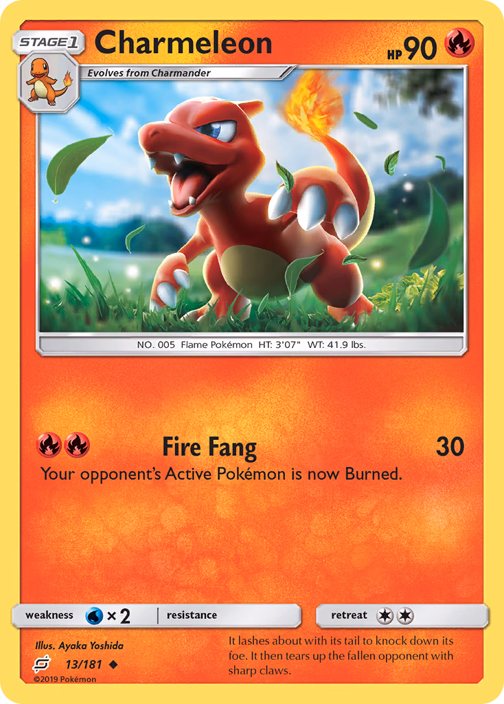 Charmeleon Pokemon card (13/181, Team Up)
