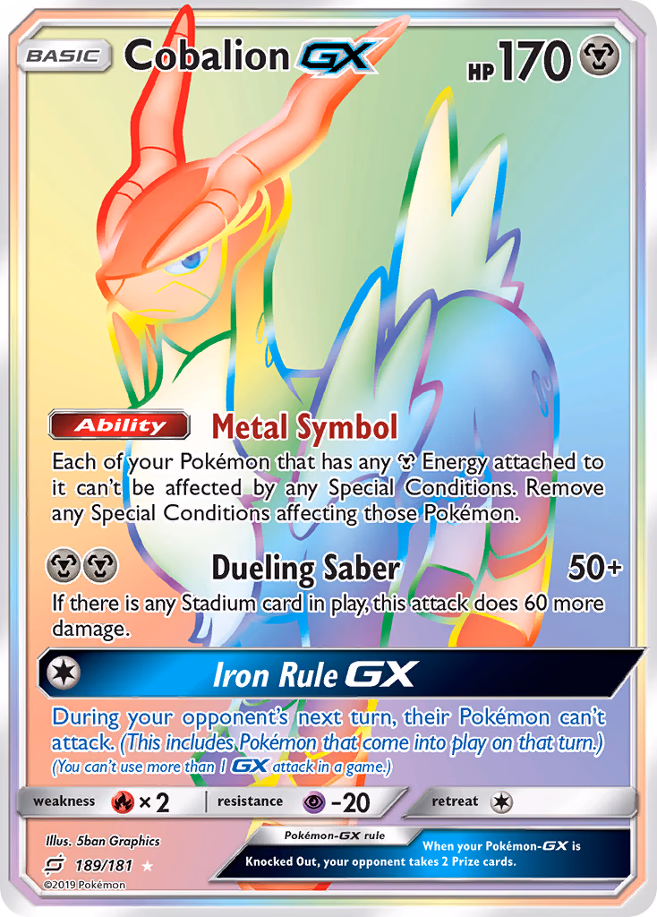 Cobalion-GX Pokemon card (189/181, Team Up)
