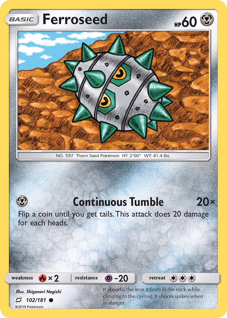 Ferroseed Pokemon card (102/181, Team Up)