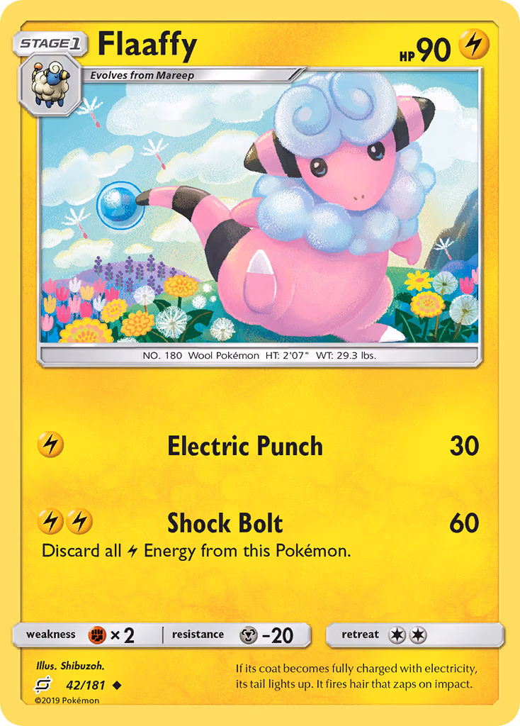Flaaffy Pokemon card (42/181, Team Up)