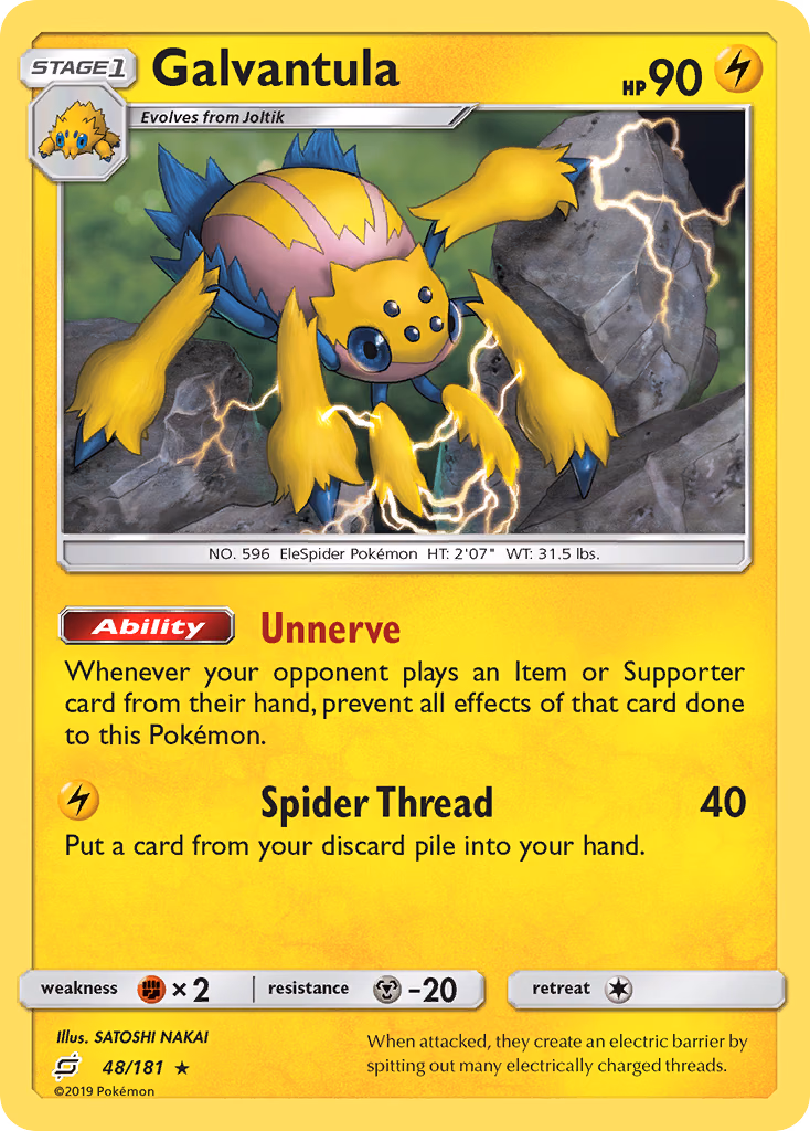 Galvantula Pokemon card (48/181, Team Up)
