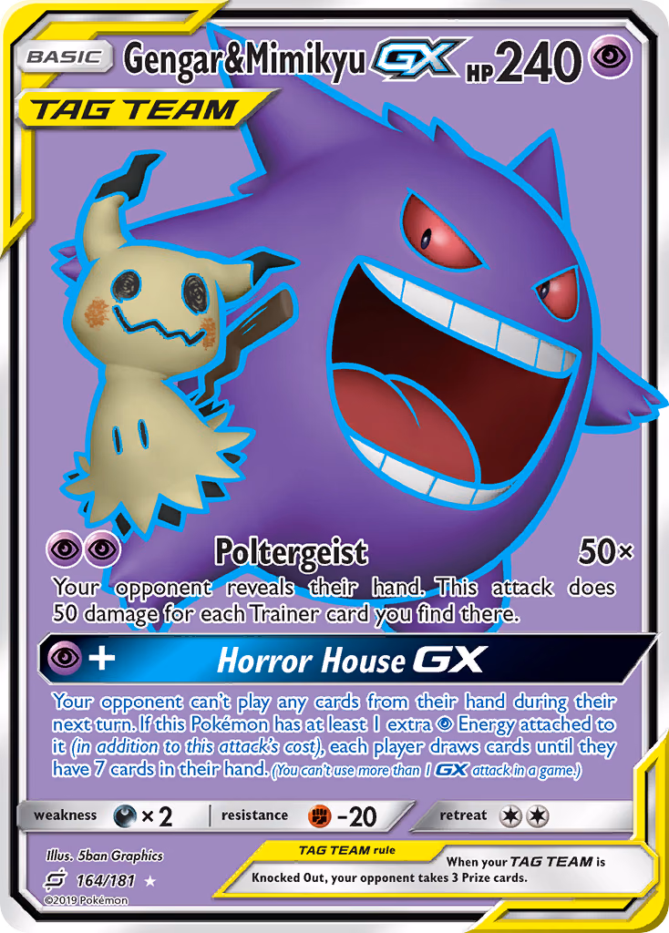 Gengar & Mimikyu-GX Pokemon card (164/181, Team Up)
