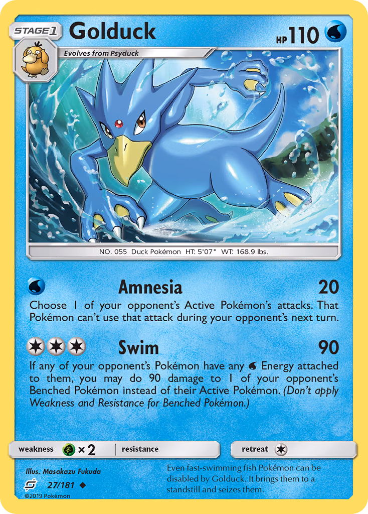 Golduck Pokemon card (27/181, Team Up)