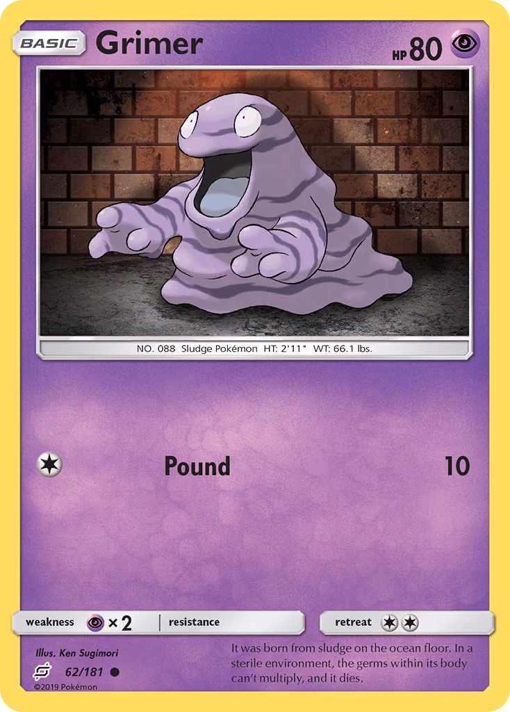 Grimer Pokemon card (62/181, Team Up)