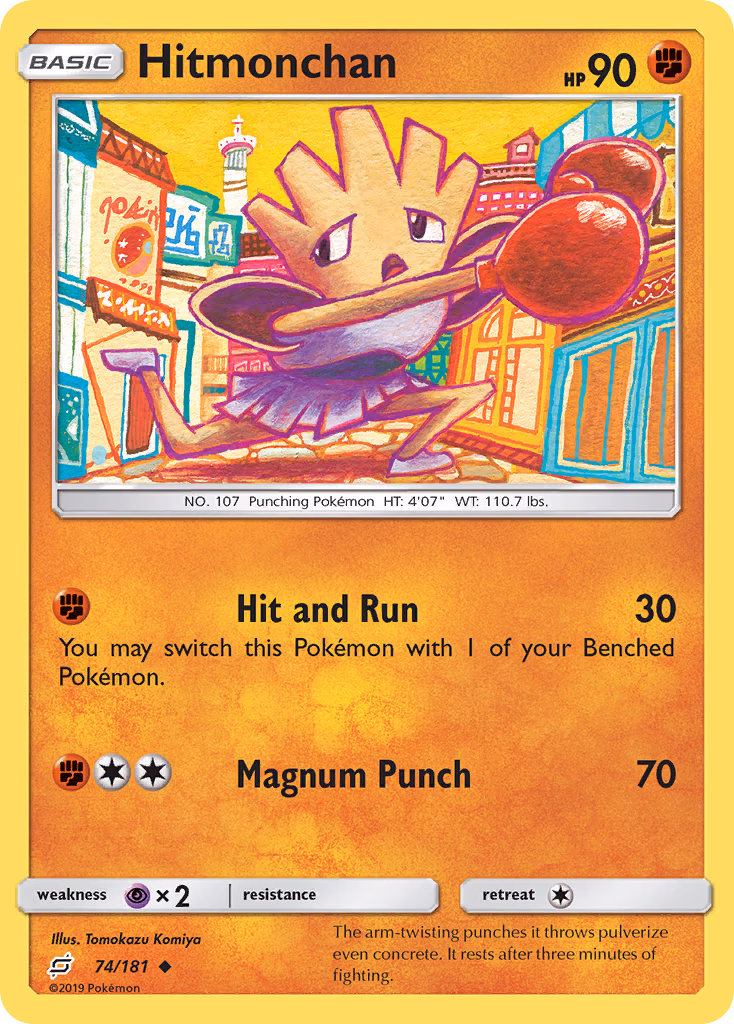Hitmonchan Pokemon card (74/181, Team Up)